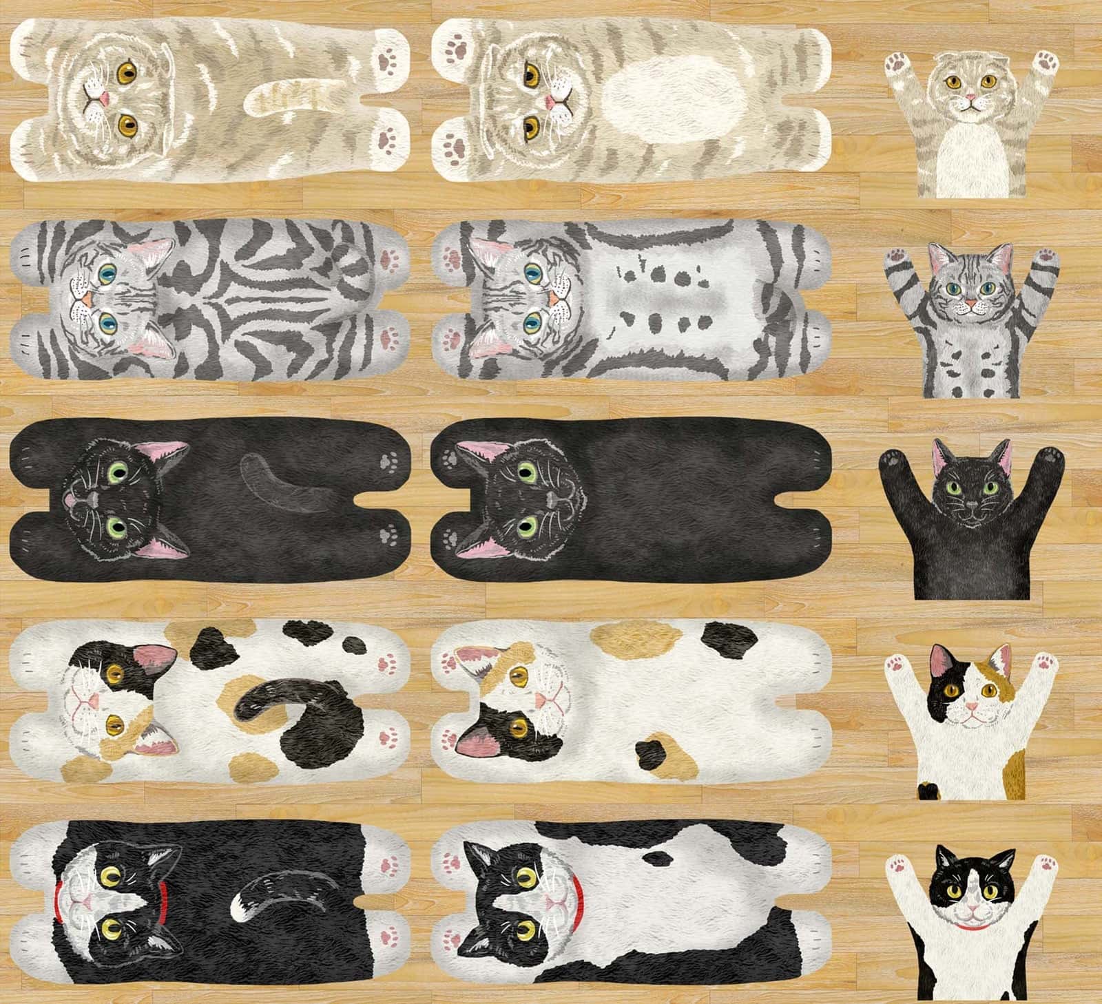 HOME DECO 動物定位布（黑貓／虎斑貓草地） 色號 01