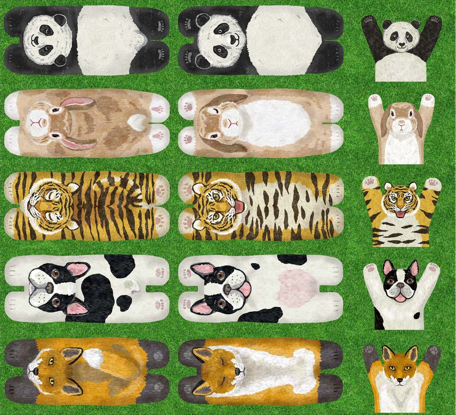 HOME DECO 動物定位布（黑貓／虎斑貓草地） 色號 02