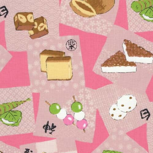 和菓子圖案平織細布 色號 02