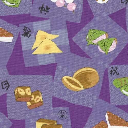 和菓子圖案平織細布 色號 03