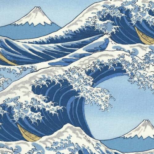 富嶽三十六景風圖案平織細布 色號 02