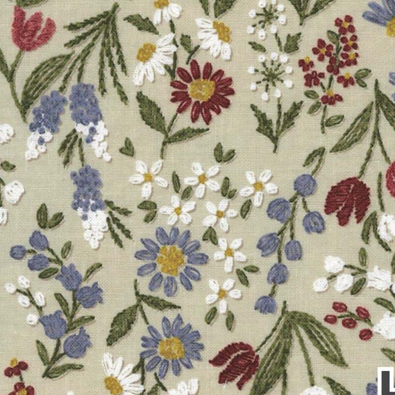 刺繡風印花 平織細布 色號 01