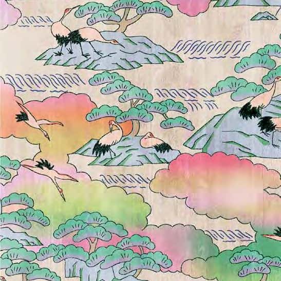松鶴圖案平織細布 色號 01