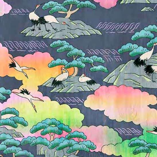 松鶴圖案平織細布 色號 02