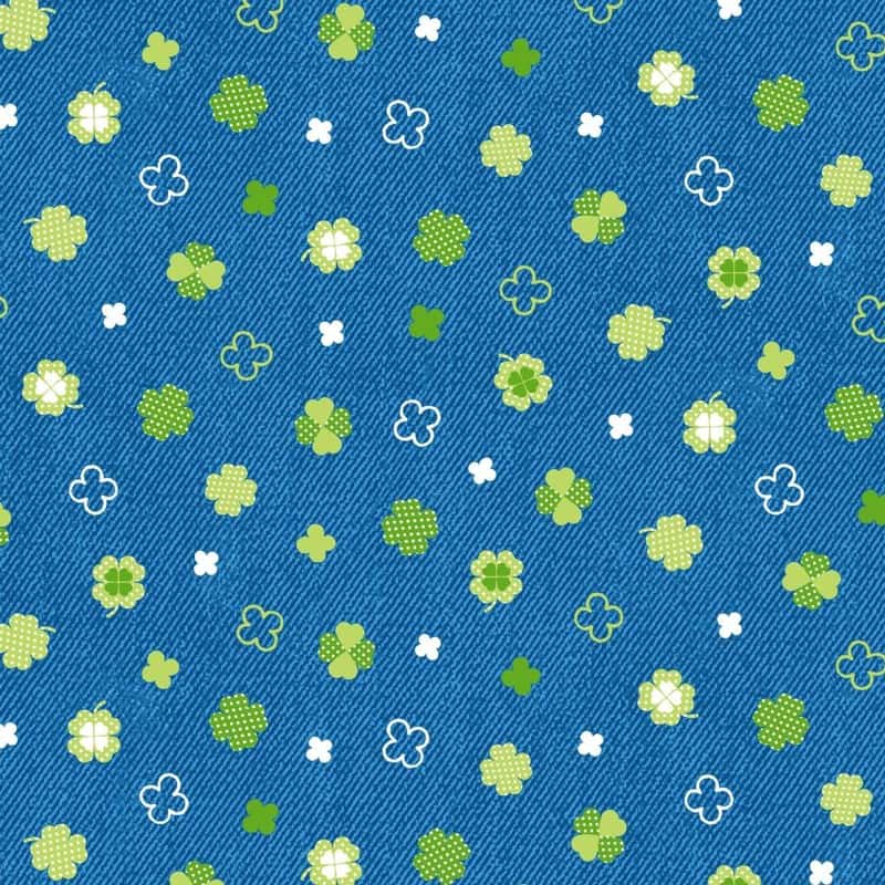 純棉牛津布 丹寧風幸運草 AP71204 色號 03