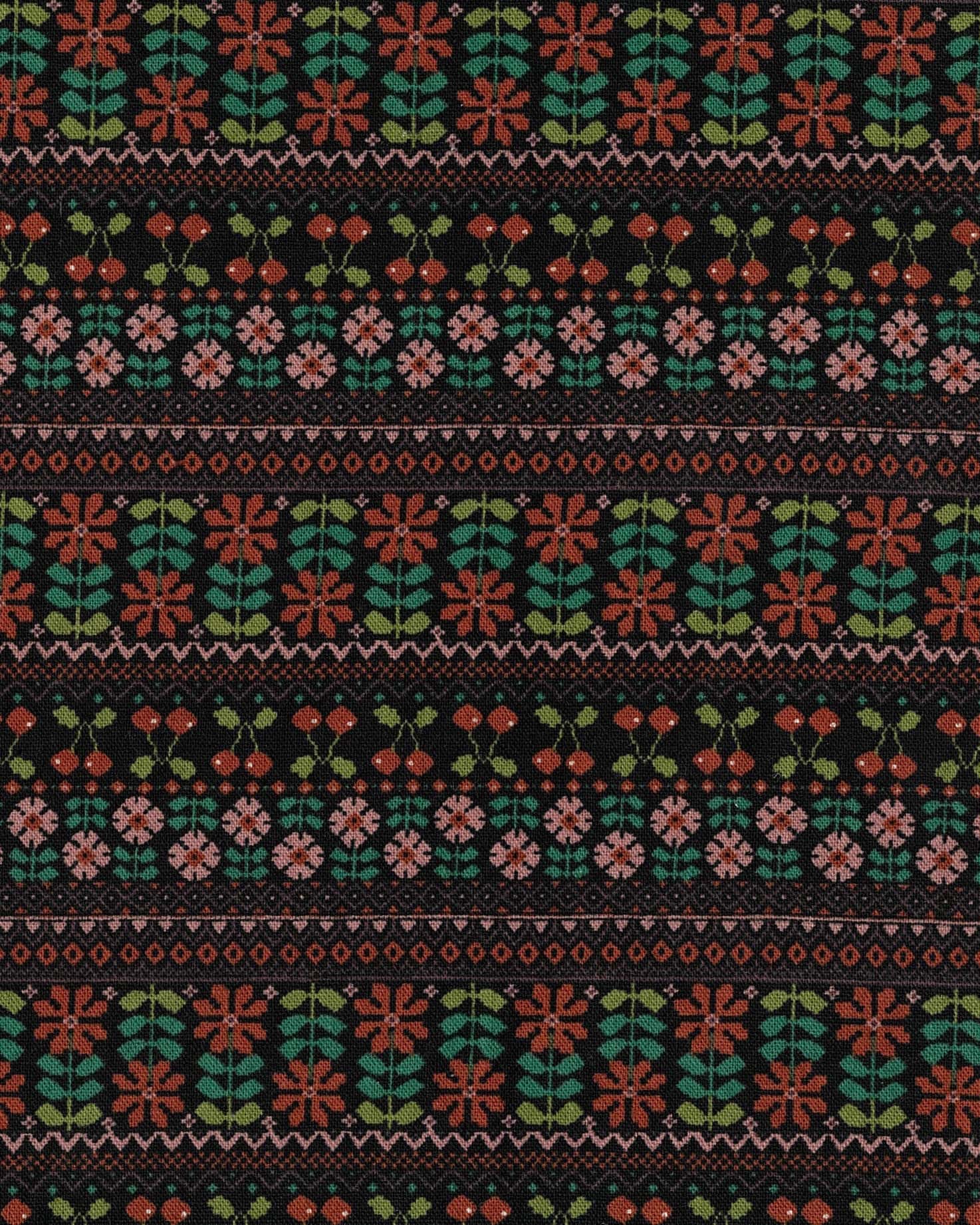 棉麻刺繡風橫條紋（） 色號 04