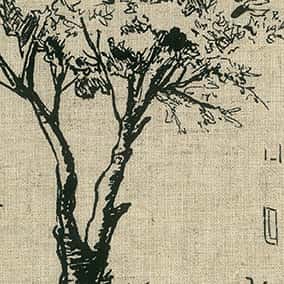 亞麻平織細布風景畫印花天使柔軟加工 色號 01
