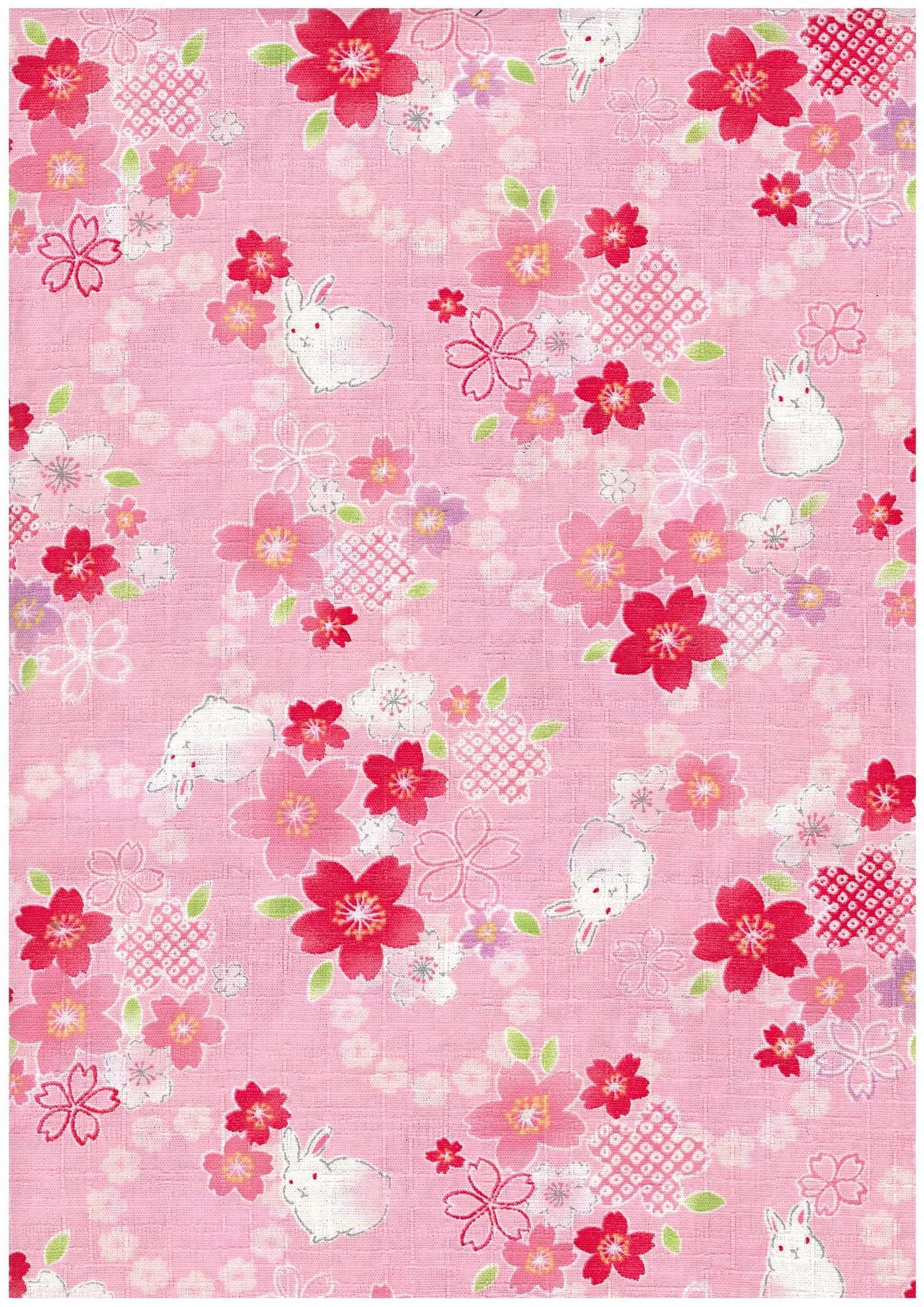 櫻花兔與雲朵 紬風布 色號 01