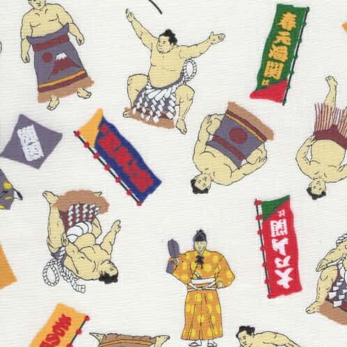 相撲圖案 平織細布 色號 01