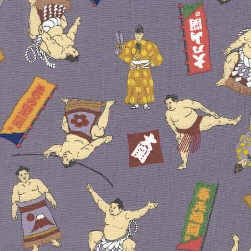 相撲圖案 平織細布 色號 04