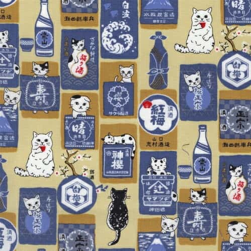 貓咪與酒 平織細布 色號 01