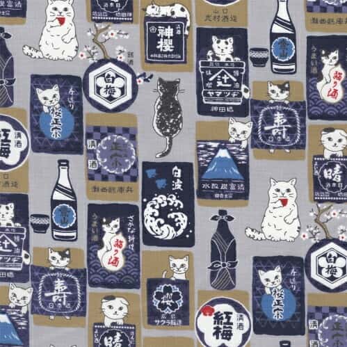 貓咪與酒 平織細布 色號 02