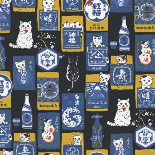 貓咪與酒 平織細布 色號 05
