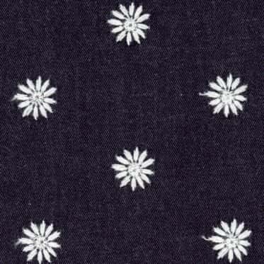 4oz不易褪色輕磅丹寧刺繡蕾絲 色號 01