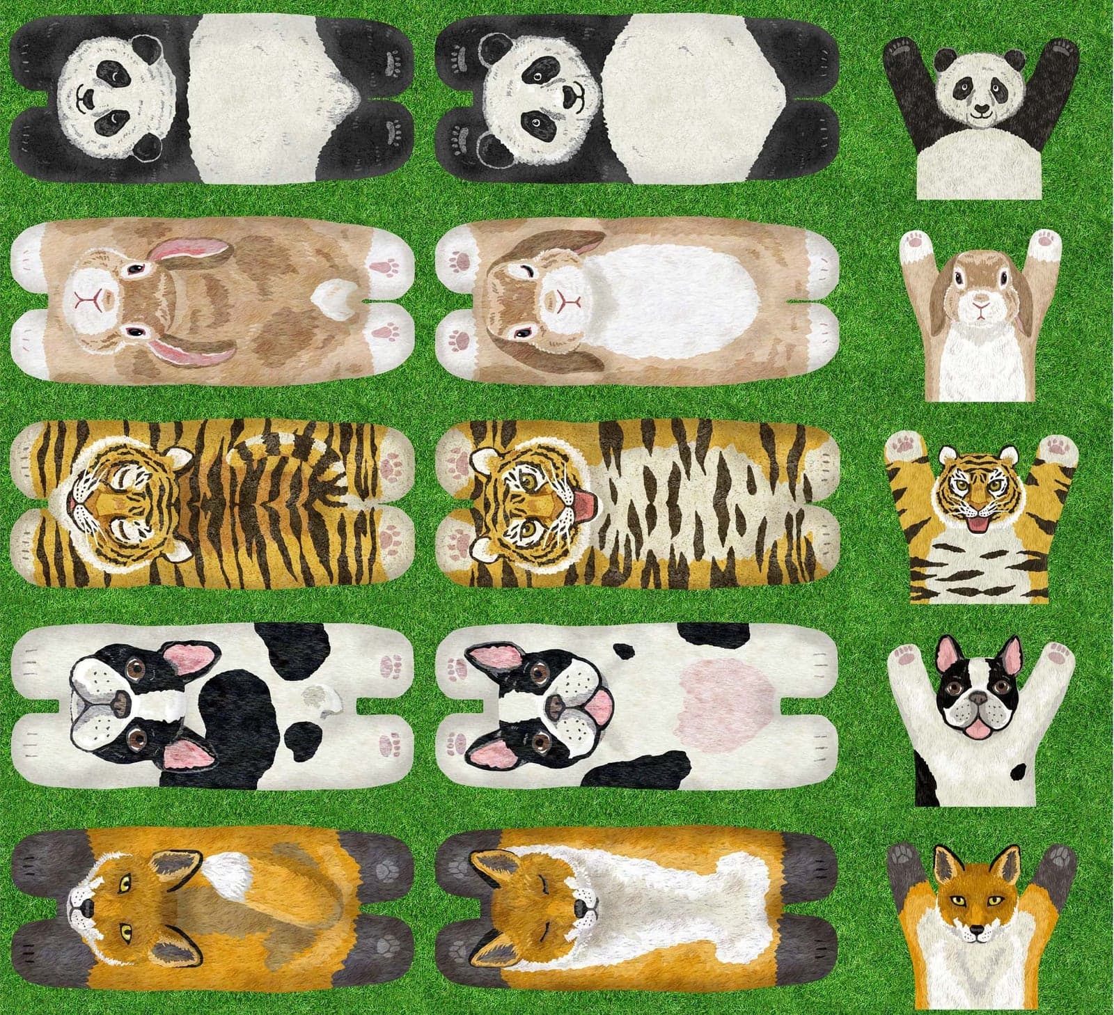 HOME DECO 動物定位布（黑貓／虎斑貓草地） 色號 02