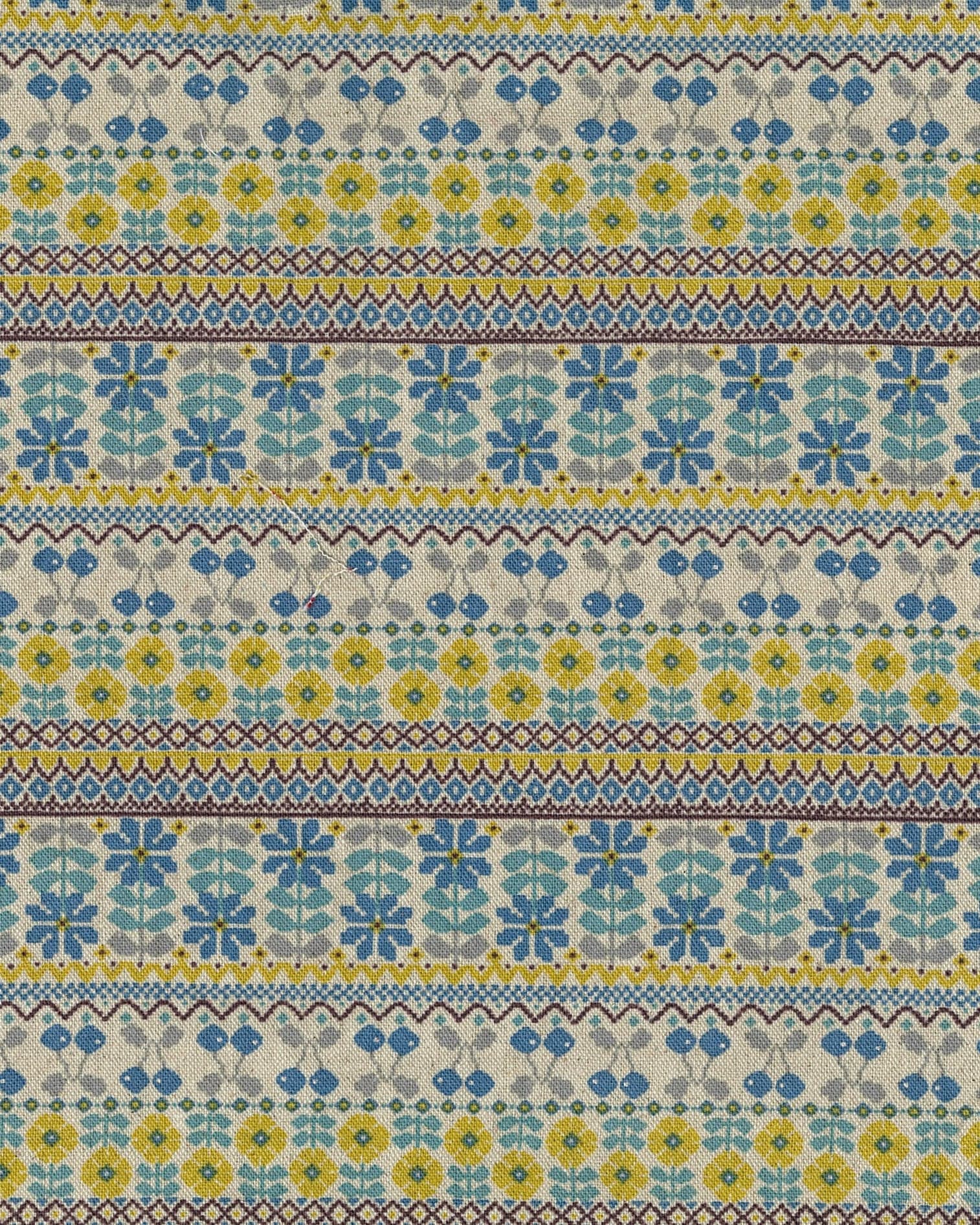刺繡風橫條紋（棉麻） 色號 02