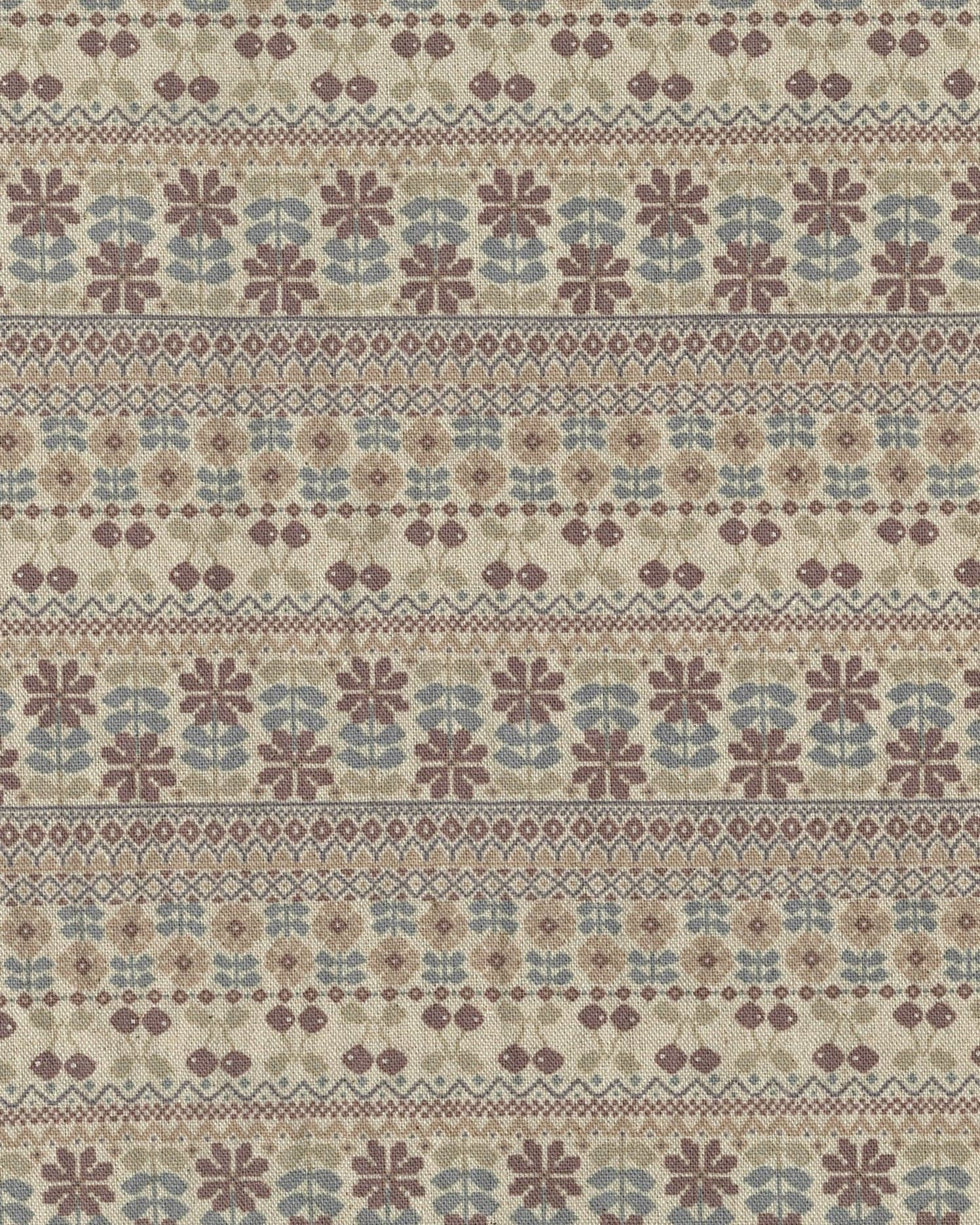 刺繡風橫條紋（棉麻） 色號 03