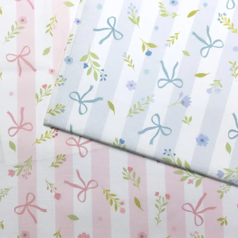 蝴蝶結花 原創數位印花純棉布