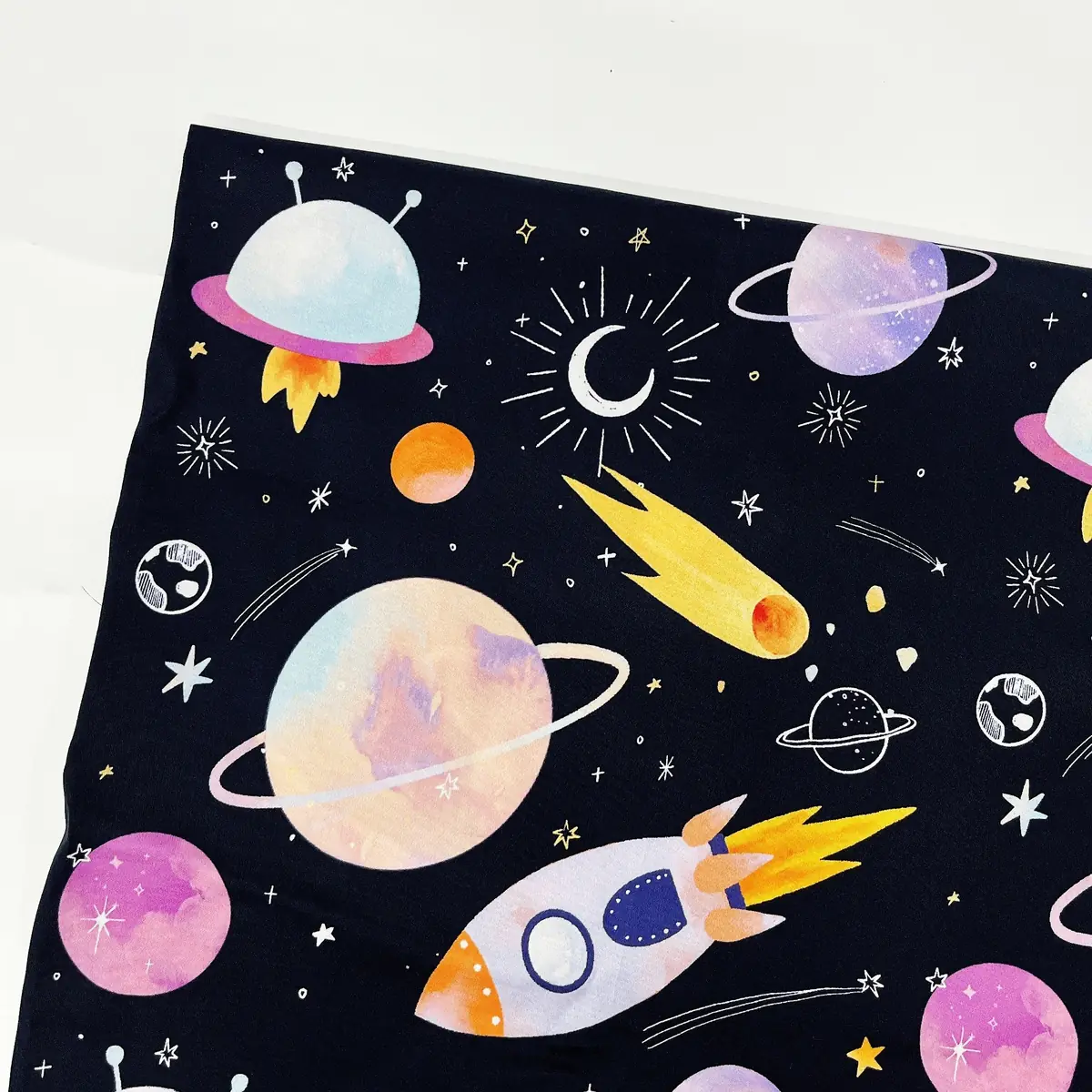 火箭宇宙 原創印花天絲棉布