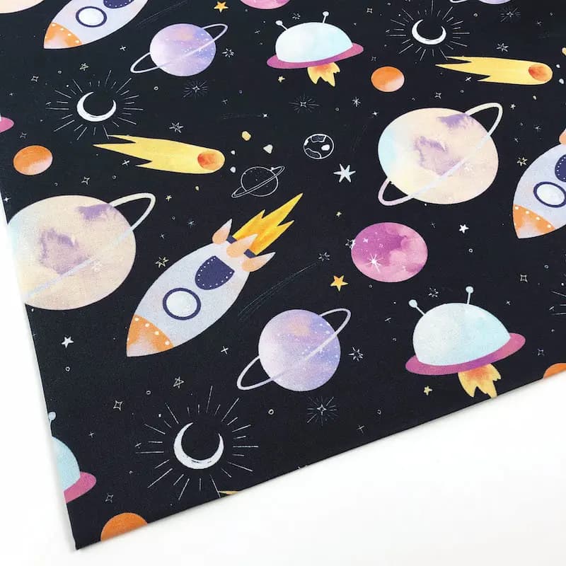 火箭宇宙 原創印花純棉布