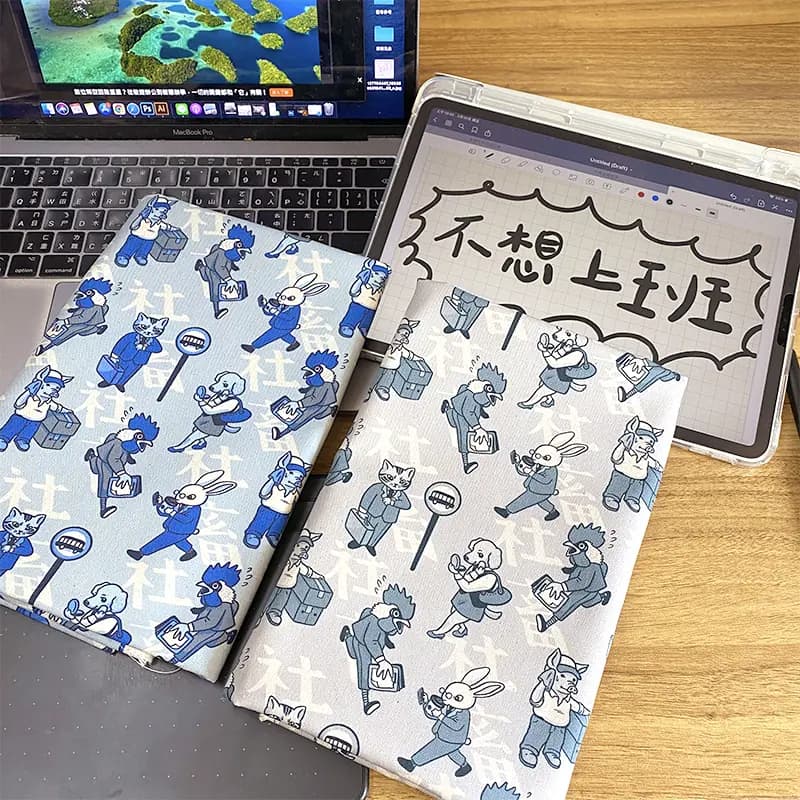 原創布花 社畜-原創台灣純棉牛津布