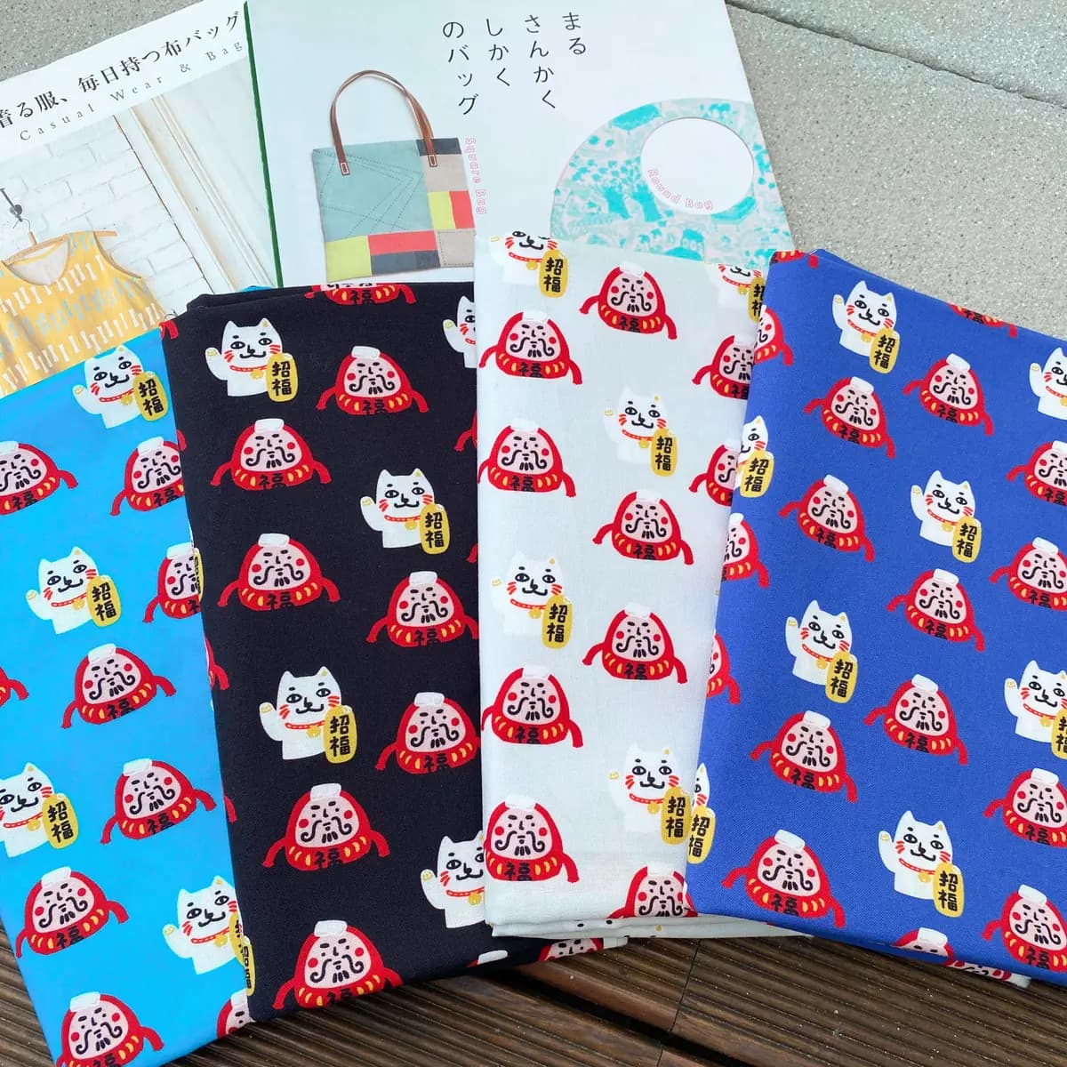 招財貓福神 原創印花純棉布