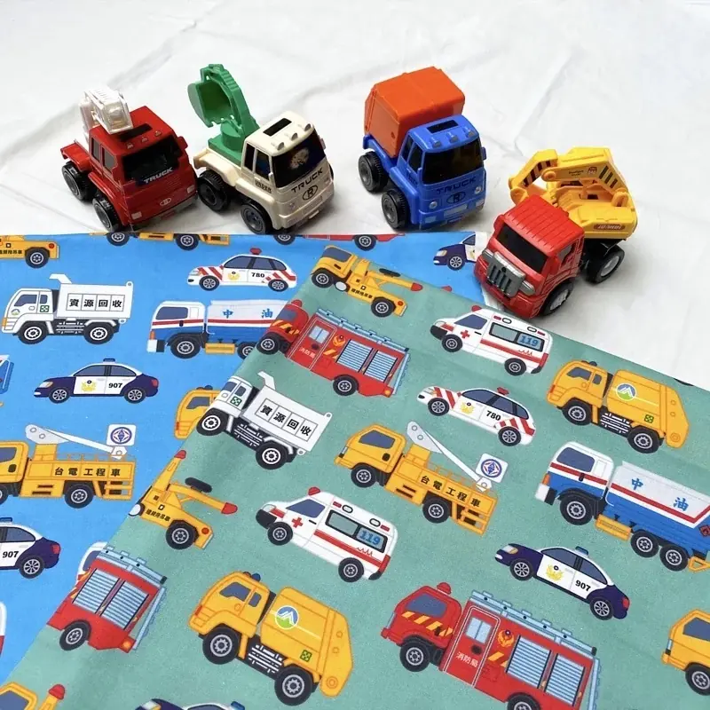 台灣車輛圖鑑 原創印花純棉布