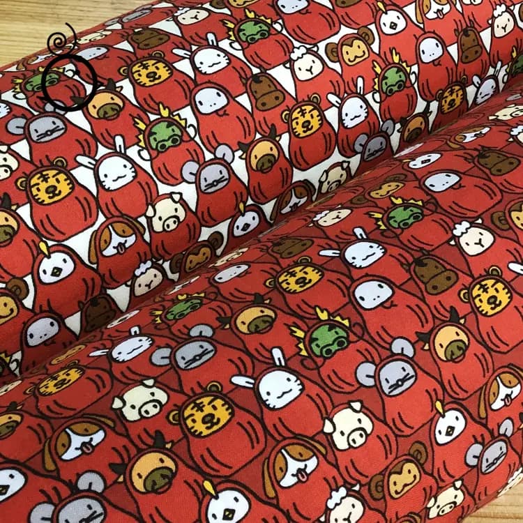 不倒翁12生肖 原創印花純棉布