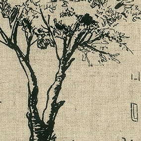 亞麻平織細布風景畫印花天使柔軟加工